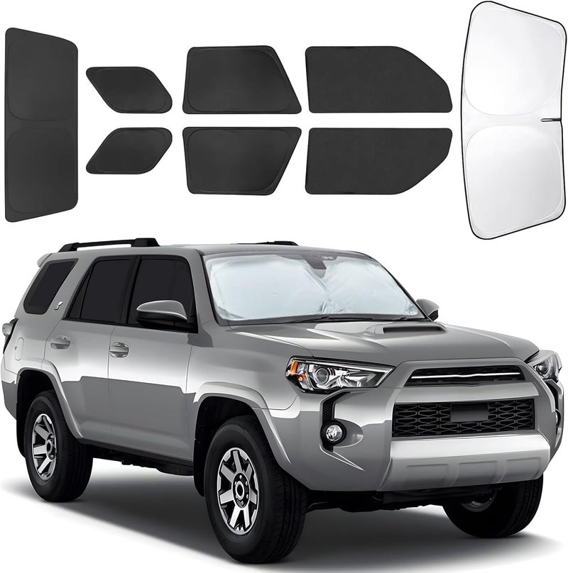 JASVIC for Toyota 4Runner 2010-2024 Car Window Shades, 8pcs Privacy Sun Shade Set for Front Windshield Side and Rear Windows, Full Window Covers Keeps Vehicle Cool for Camping Napping - Image 1